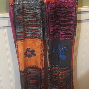 Colorful Patchwork Boot Cut Pants